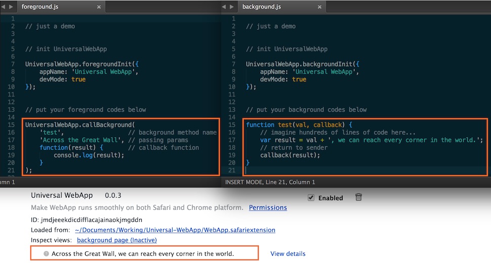 universal webapp demo